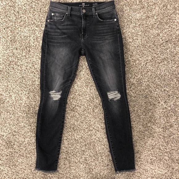 7 for All Mankind dark grey gwenevere ankle. - Picture 2 of 6